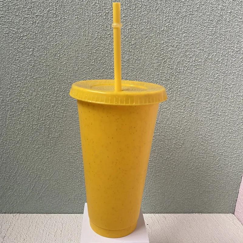 Creative Straw Cup Sequined Glitter Cup Colorful Coffee Juice Straw Mug Simple Cute Net Red Plastic Bottom Outdoor Portable Cup