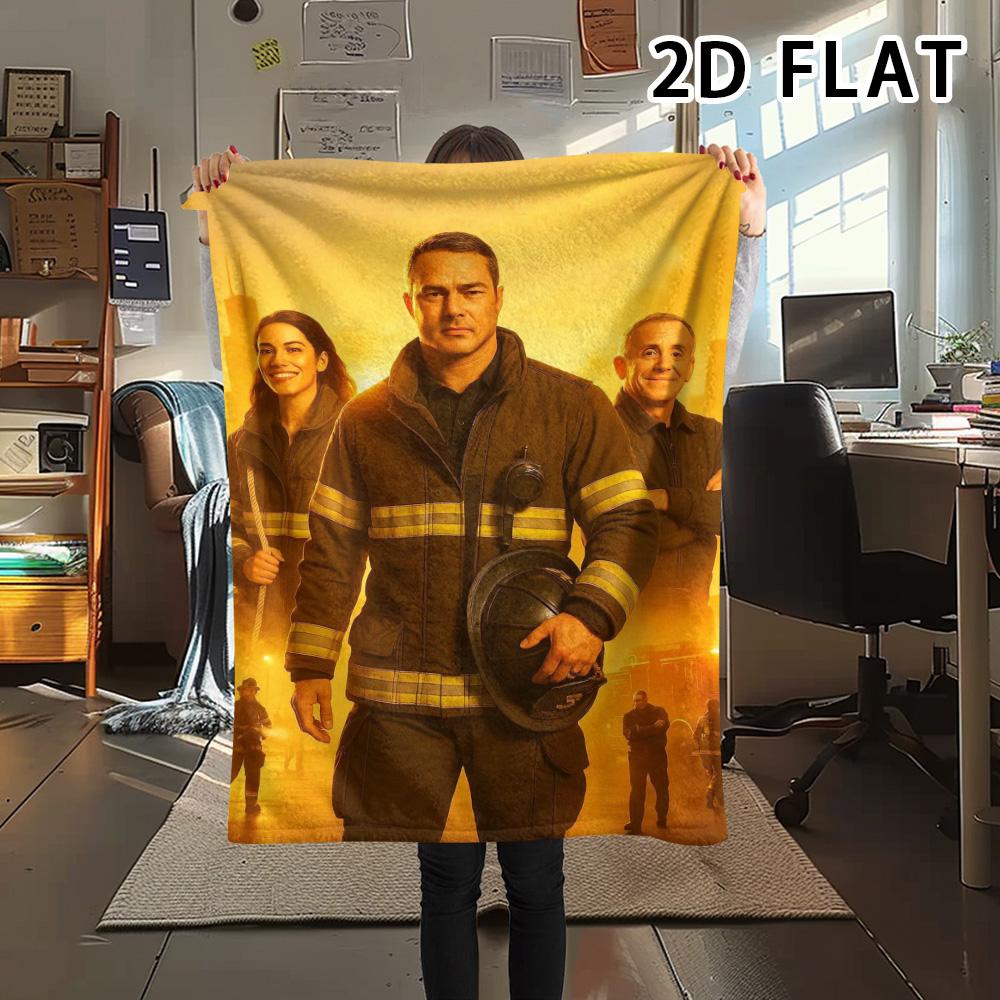 1 Pezzo Coperta in Flanella con Stampa Chicago Fire, Alta Qualità Confortevole per Tutte le Stagioni, Decorazione per la Casa, Calore e Comfort, Perfetta per Regali di Natale
