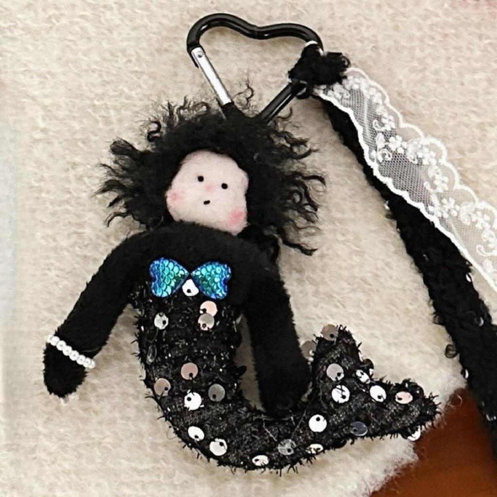 Sequins Mermaid Doll Keychain Backpack Charm for Birthday Gift Handbag Wallet