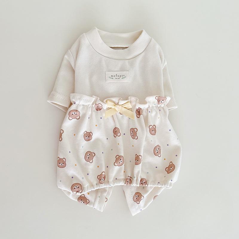 Pet Spring and Autumn Knitted Long Sleeve Four Leg Bottom Home Clothes Cute Little Bear Little Rabbit Jumpsuit Puppy Clothes (as the picture,XS（old）)