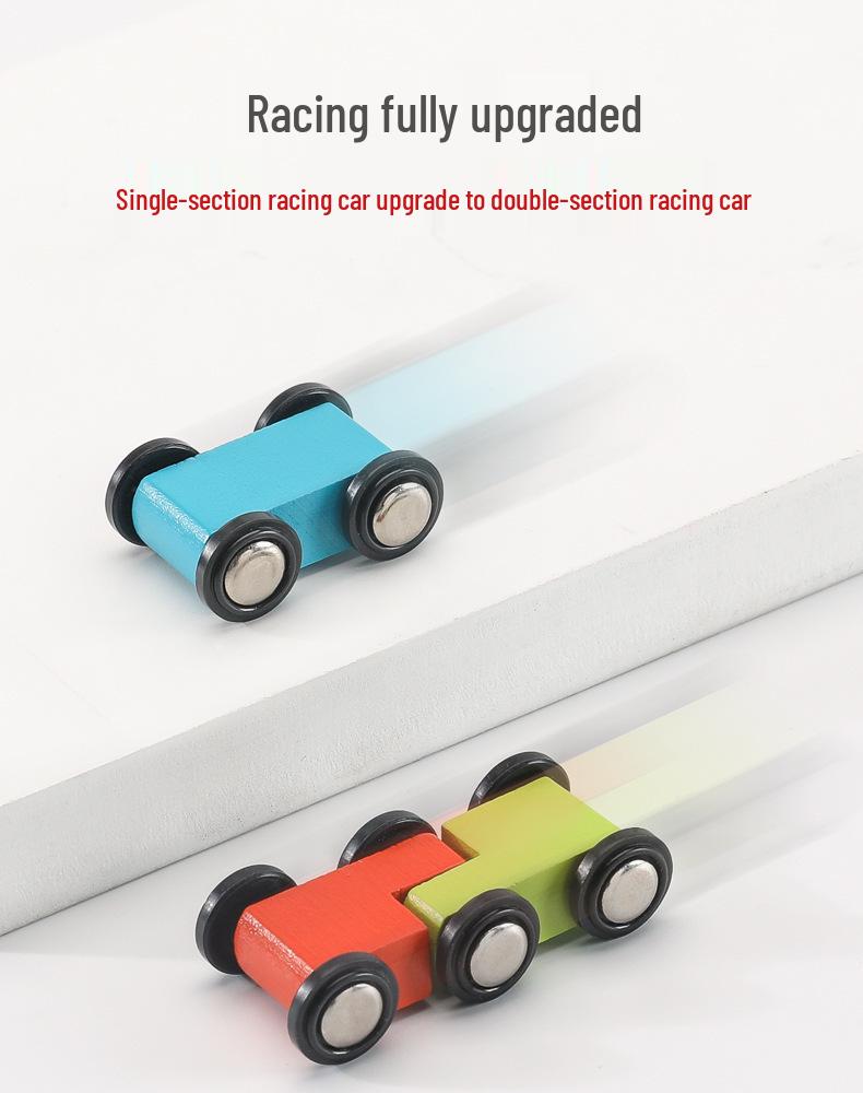 Children's Wooden Multi-Layer Racing Track Toy with Inertial Glider Cars