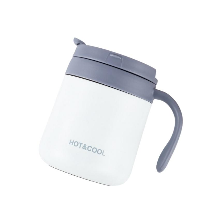 

Simple Solid-color Coffee Cup Stainless Steel Insulated Cup with Handle Wide-mouthed Stainless Steel Office Large-capacity Mug 350ml белый