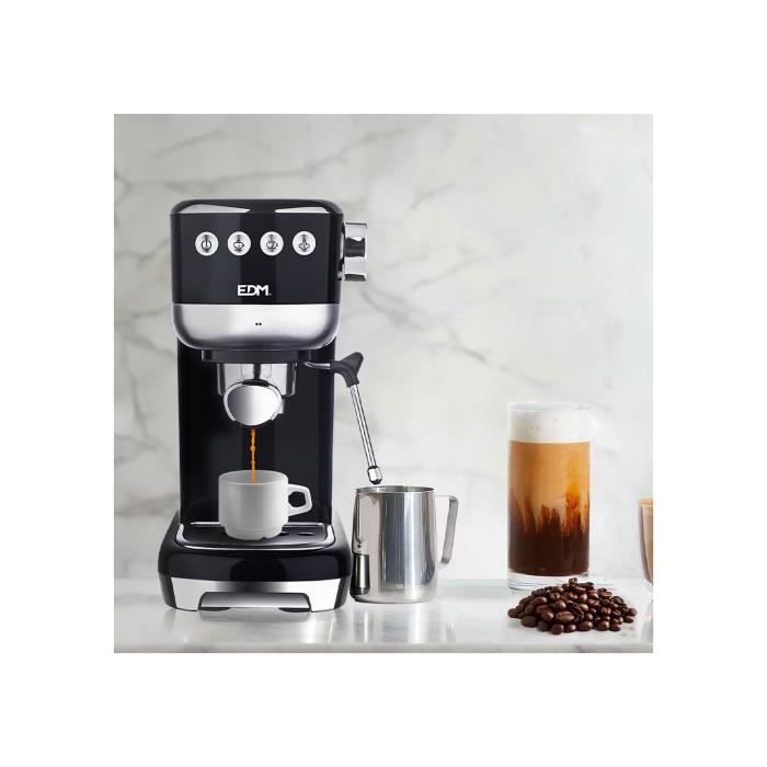 Machine à Expresso - Edm - 20 Barres - Réservoir 1,3L - Vaporisateur - Protection Surchauffe