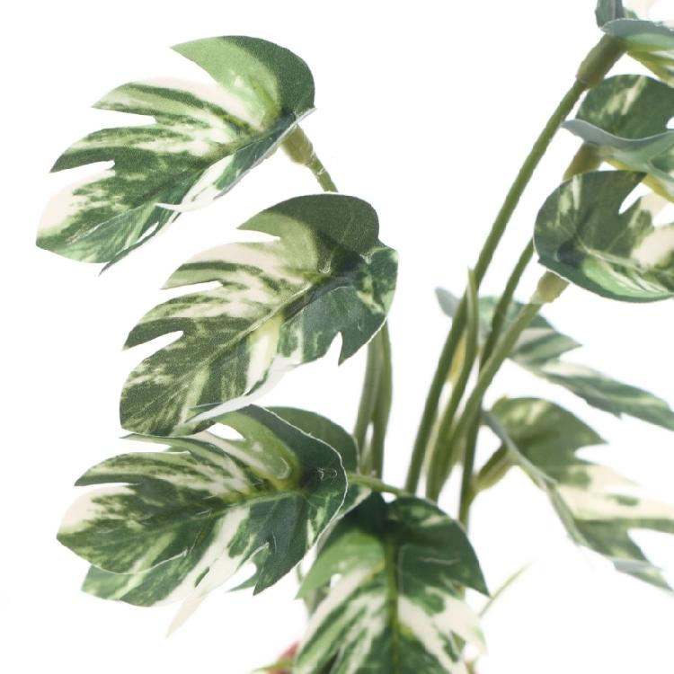 White Variegated Monstera Artificial Foliage For Miniature Dollhouses Decorative Setup