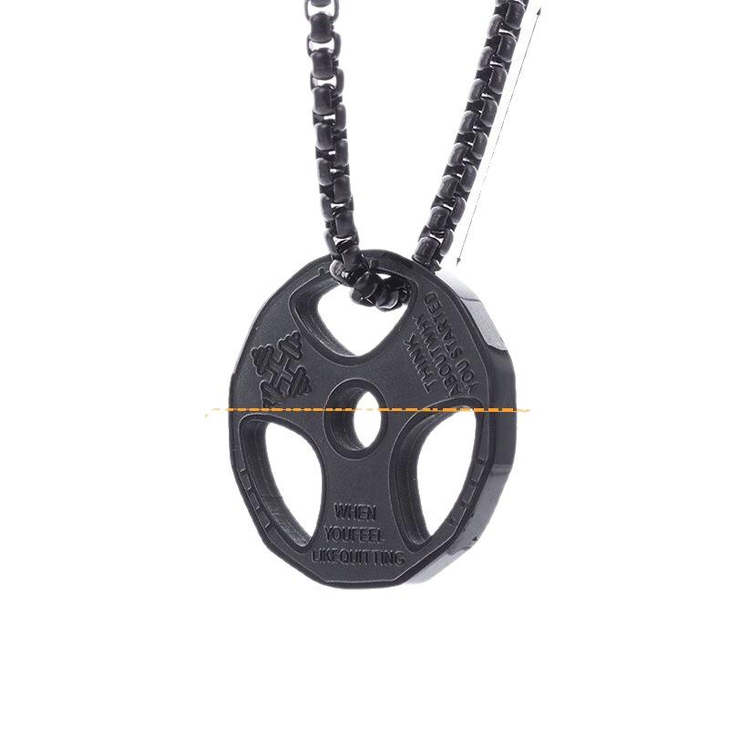 Men's Stainless Steel Fitness Dumbbell Necklace With Weight Plate Barbell Refining Pendant Fitness Necklace Men's Weightlifting Accessories