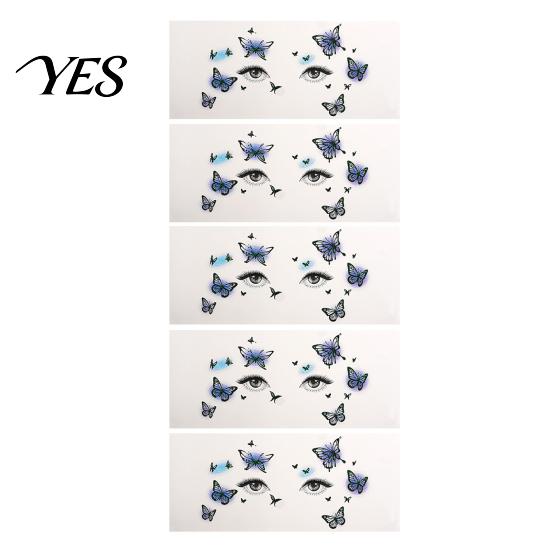 Mobile Phone Case Stickers 5 Sheets Glitter Butterfly Eye Stickers, Temporary Face Tattoos for Tail Kids, Cartoon Decals Festival Makeup, Party Decor