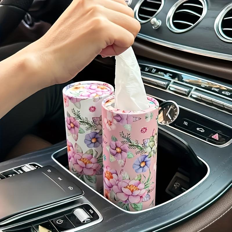 2Rolls Flower Patterned Car Tissue - Cylindrical Tissue Tube, Car Cylindrical Paper, Including Facial Tissue Paper