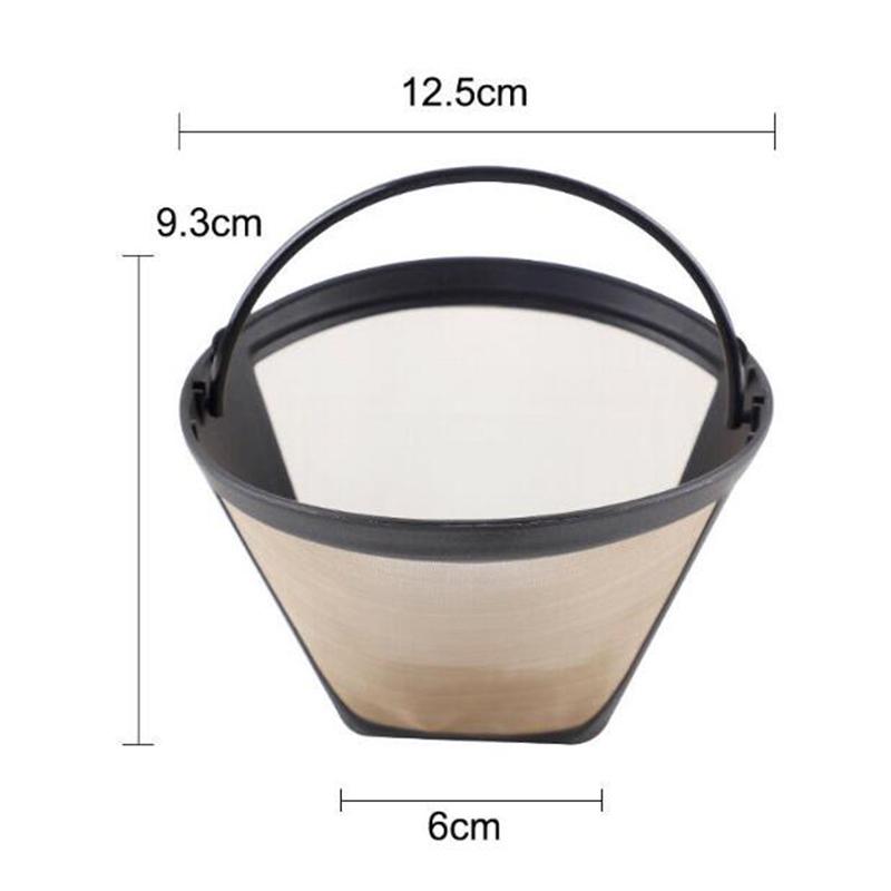 Reusable Gold Tone Permanent #4 Cone Shape Coffee Filter Mesh Basket Filter New