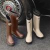 High Tube Rain Boots Women's Fashion Rain Boots Outdoor Thick Soled Waterproof Shoes Rubber Shoes Plus Velvet Long Tube Water Women