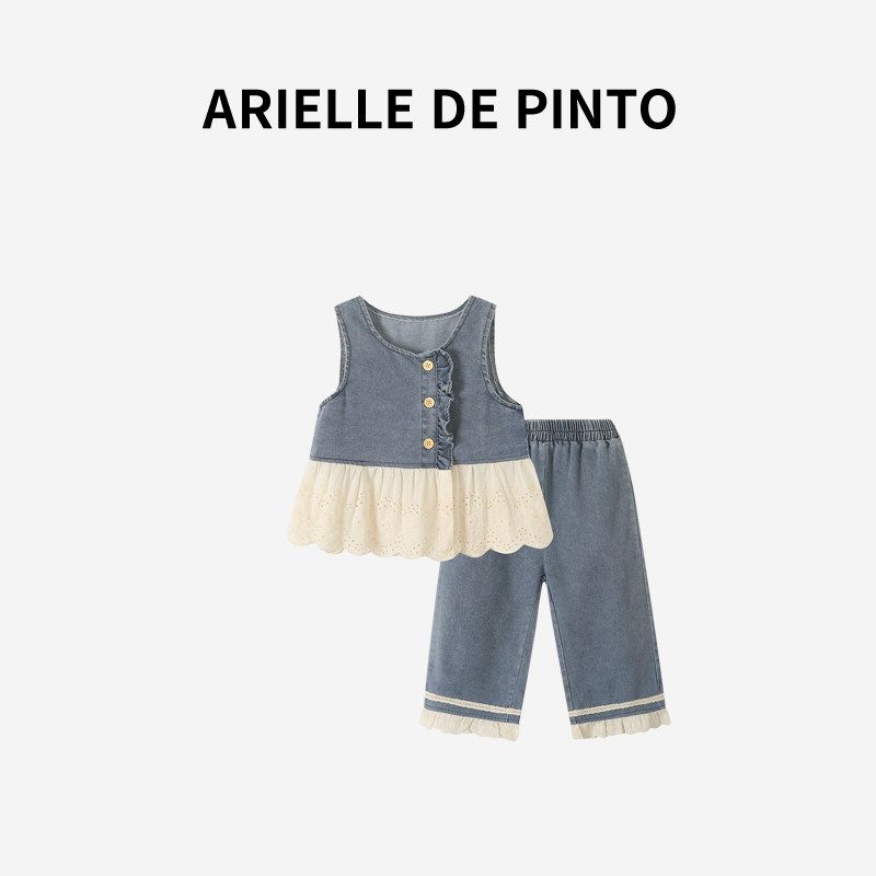 French Arielle De Pinto Girls  2026 Summer New Fashion Stylish Casual Outfit for Little Girls Image color 73