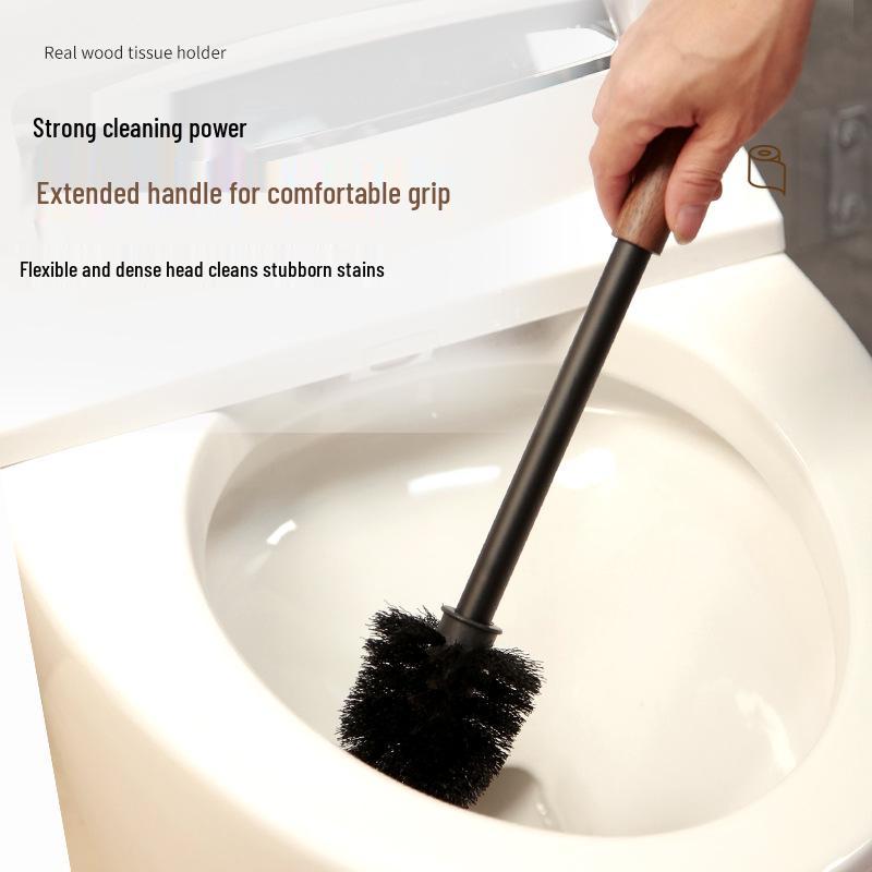 Zestaw ścienny z orzecha włoskiego do czyszczenia toalety - Czyszczenie bez martwych kątów