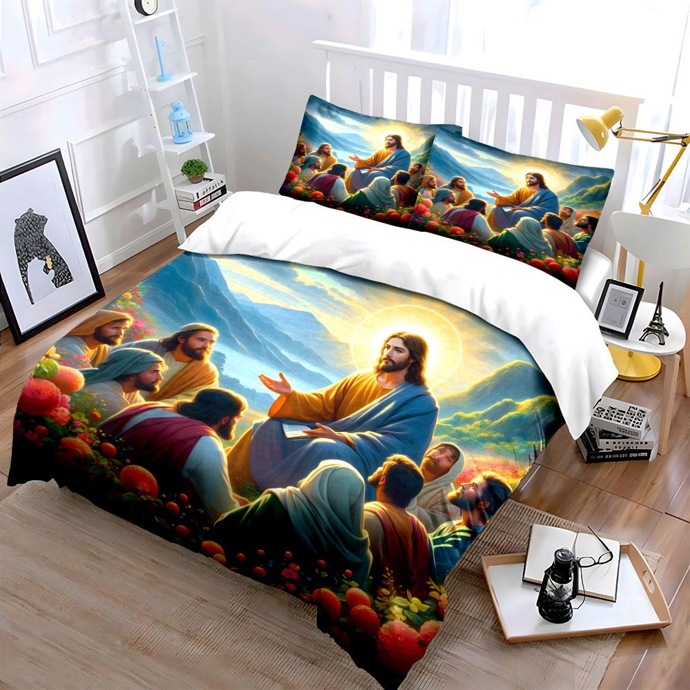 Title: Spiritual Teachings In Serene Nature Exquisite Three-Piece Bedding Set Gift For Kids And Adults