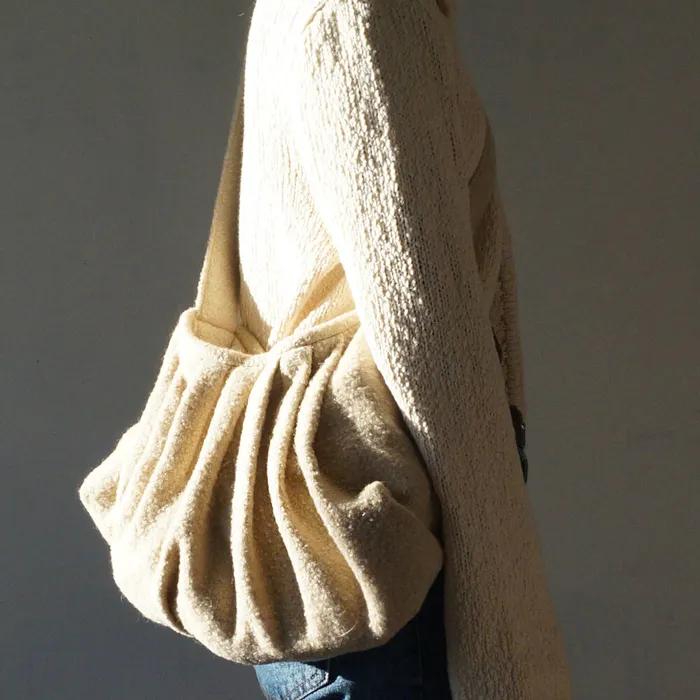 Beige Clam Bag - large