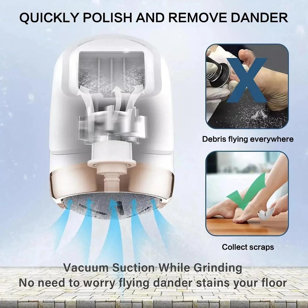 Electric Foot Grinder Callus Remover Vacuum Pedicure Machine Waterproof Foot Care Tool Home Use Easy Clean