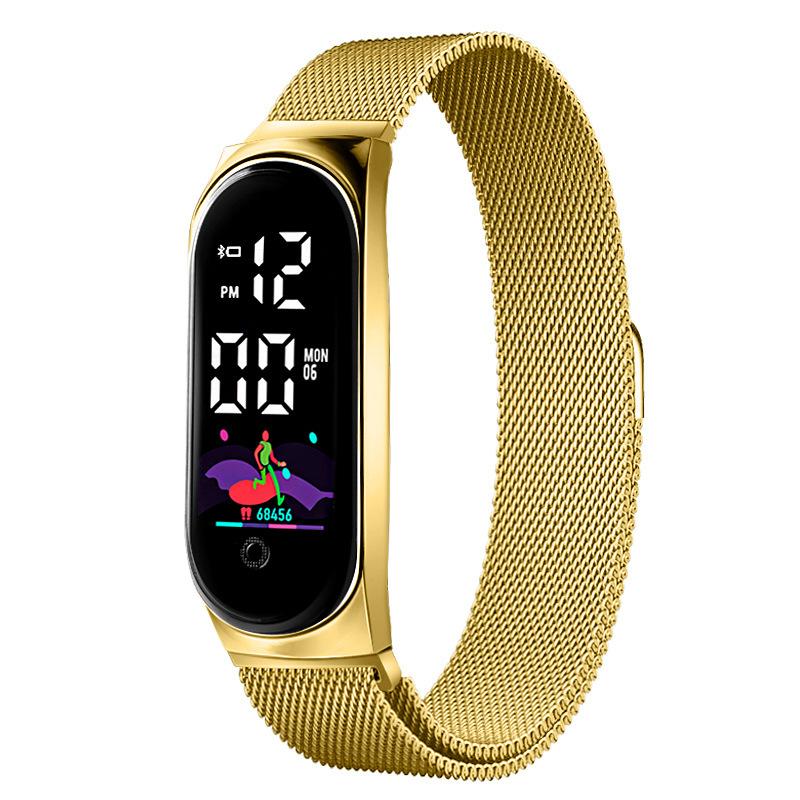 New LED Student Electronic Watch Innovative Colorful Waterproof Milan with Alloy Touch Screen LED Bracelet Watch