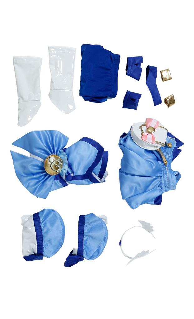 Miccostumes Anime Witch Cosplay Full Blue Hair Women's Costume, Student, Set, Top, Skirt, Accessory, Cute… (L)