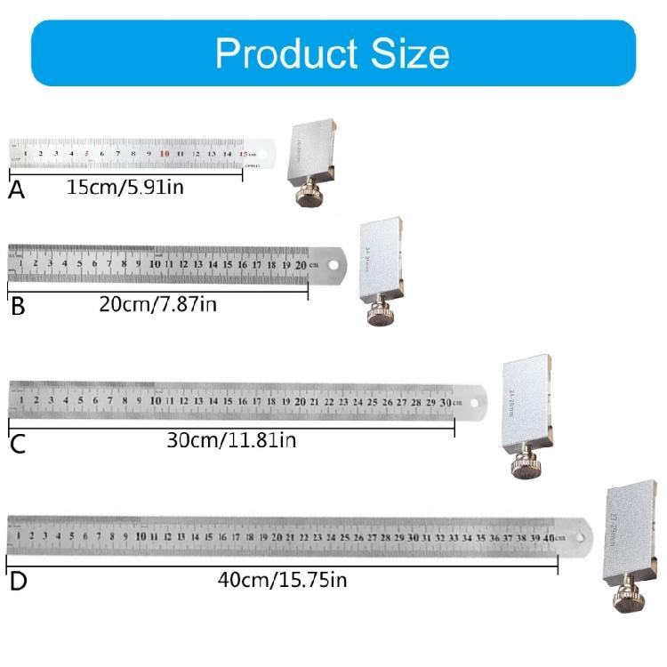 15/20/30/40cm Metal Measuring Marking Gauge with Slide Stop Carpentry Square Woodworking Tool Carpenter Scribing Ruler