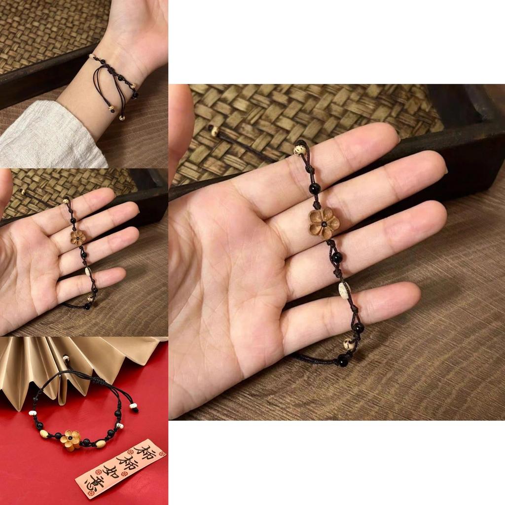 Chic Peach Blossom Adjustable Bracelet For Women Featuring Delicate Floral Design