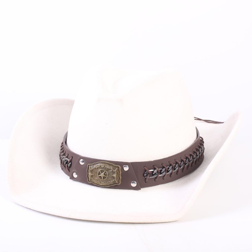 Popular European and American Classic Suede Western Cowboy Hat, Men's and Women's Fashion Big-brimmed Top Hat Shade