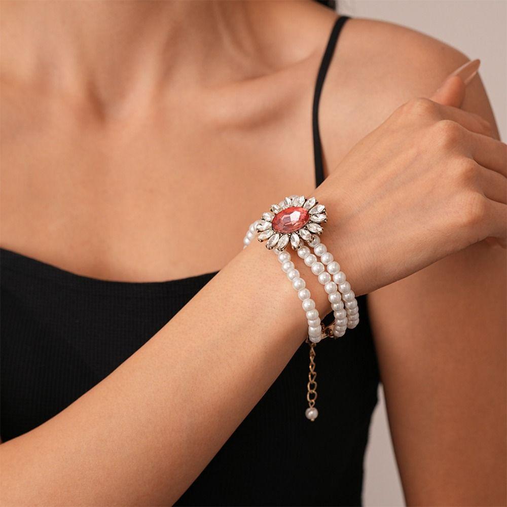 Flower Multilayer Jewelry Set Shining Women's Necklace Pearl Necklace Earring Set Women