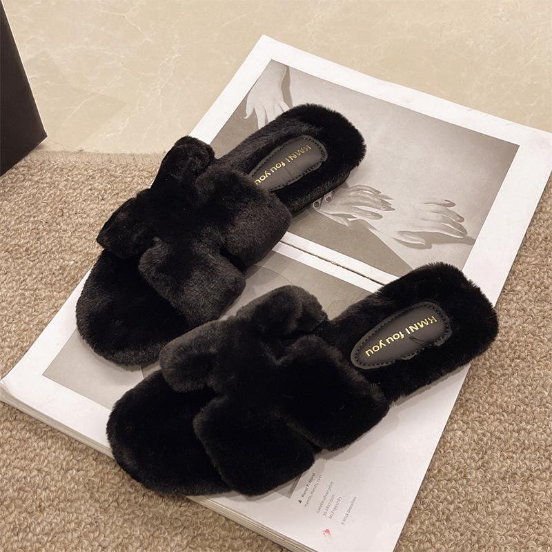 [Youshilai] Mao Mao Pantoffels Dames Herfst 2025 Nieuw Old Money Stijl Casual Platte Zool One-Word Buitenpantoffels