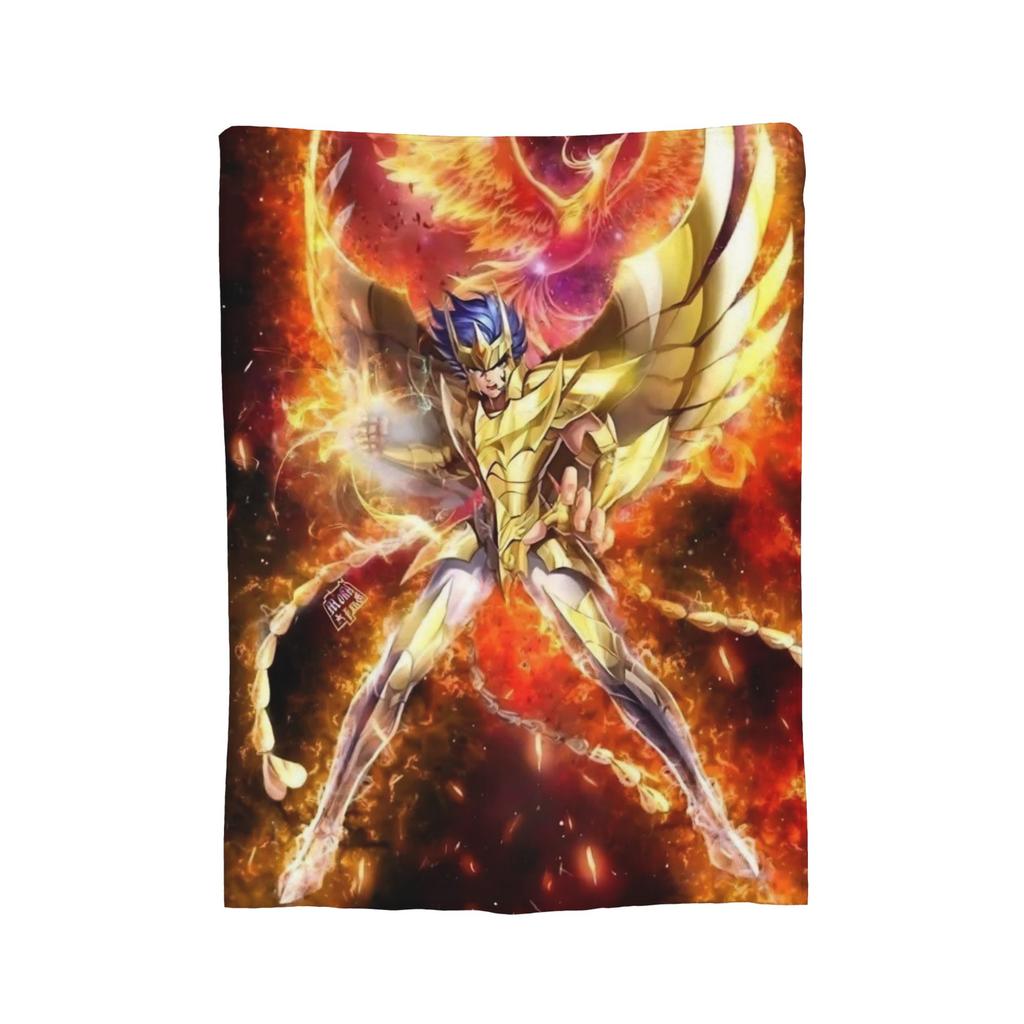 Saints Seiyas Anime Plush Blanket Knights of the Zodiac Awesome Throw Blankets for Sofa Bedding Lounge 150*125cm Bedspread,