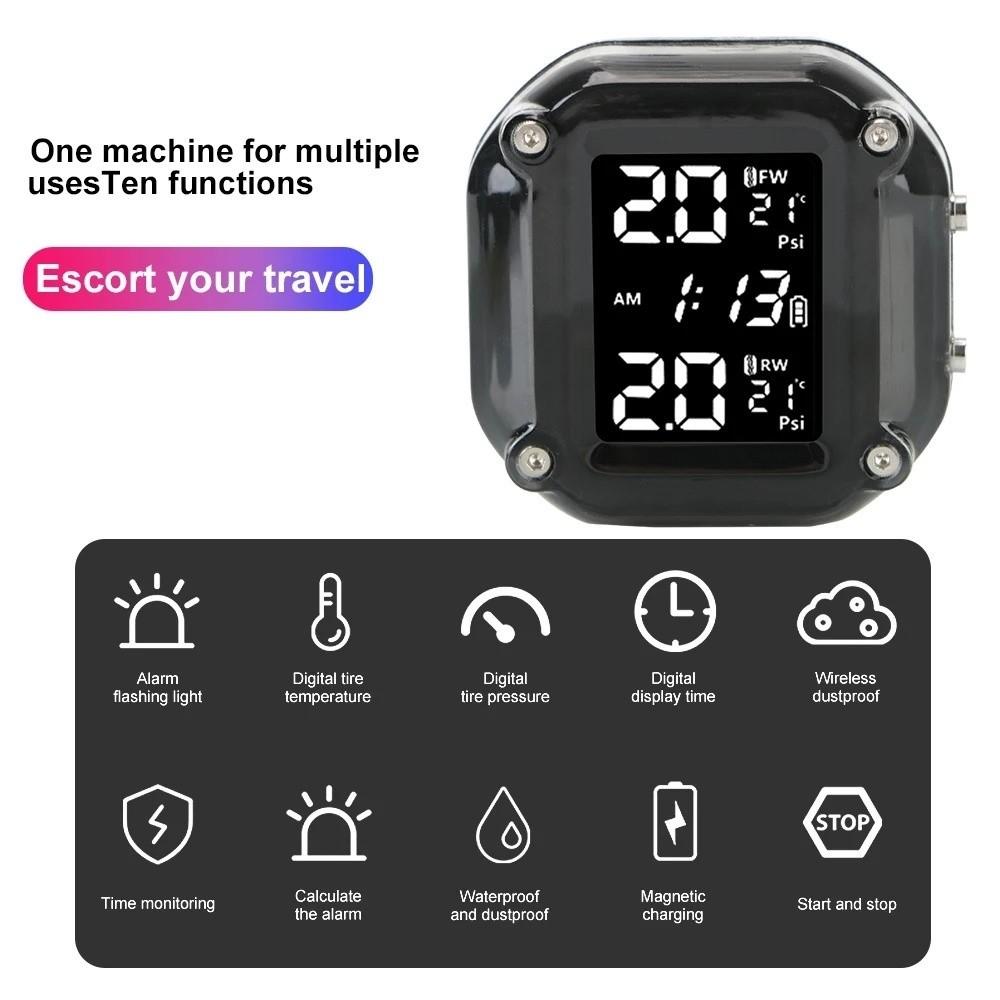Waterproof Wireless Tire Pressure Detector  Motorcycle Tire Monitoring