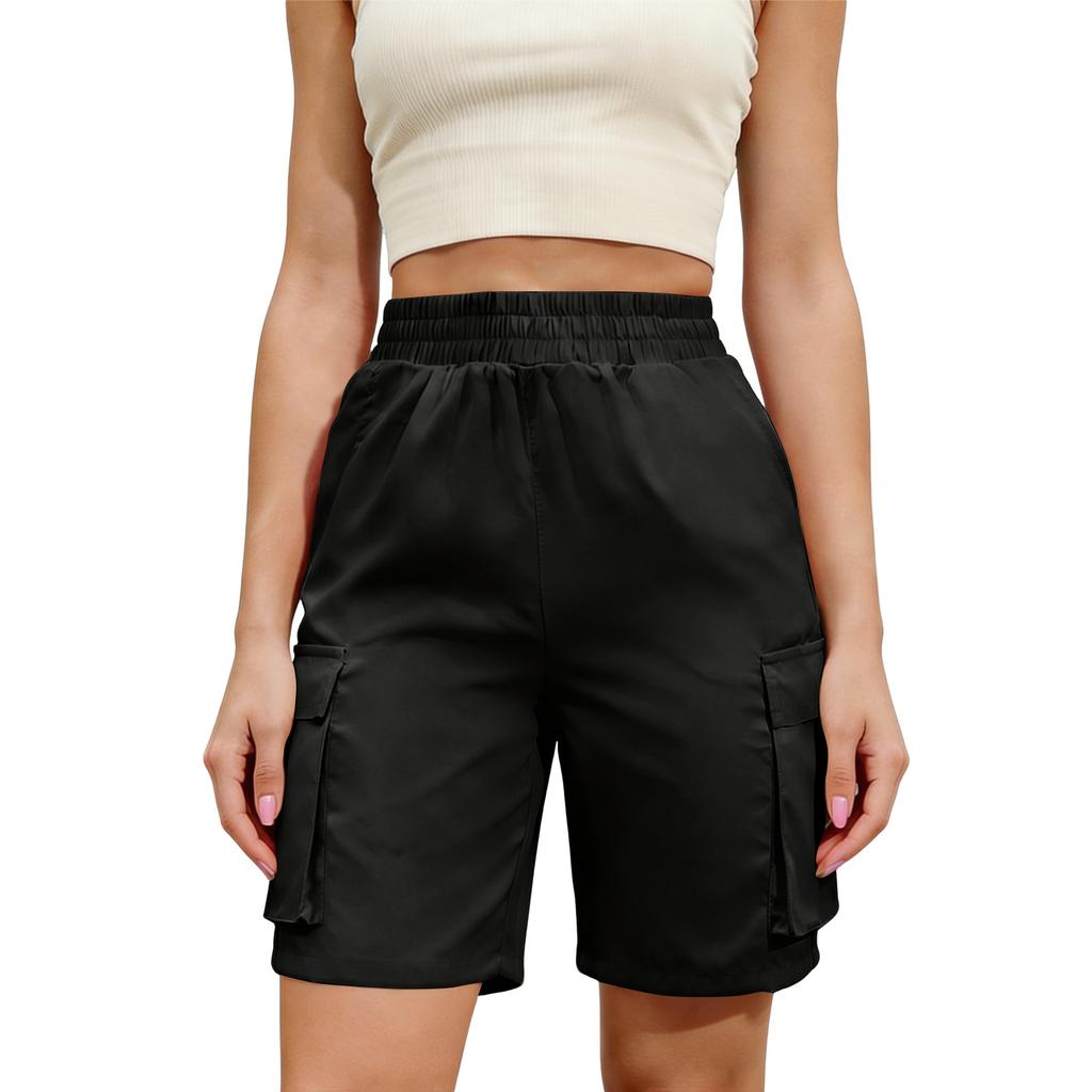 Women's Casual Loose Color Pants Pocket Utility Shorts