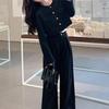 Women's Spring 2026 Black Professional Suit: Popular Two-Piece Set with Straight Wide-Leg Pants and Jacket Top