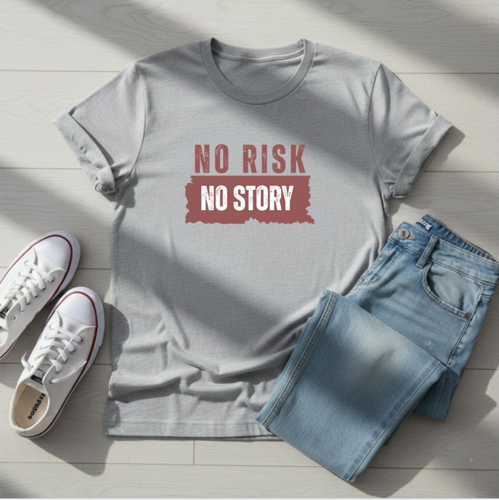No Risk No Story Shirt, Motivational Quote T-Shirt, Inspirational Graphic Tee, Adventure Mindset Shirt, Positive Quote Shirt S