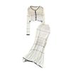 French Style Gentle Fancy Cut Out Knitting Cardigan Outwear + Silm Sheath Fishtail Skirt Two-piece Set
