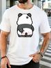Unisex Crew Neck Tee Funny Upside Down Blush Panda Cartoon Print Short Sleeve Top Summer Daily Outdoor Loose Soft Casual Basic Wear
