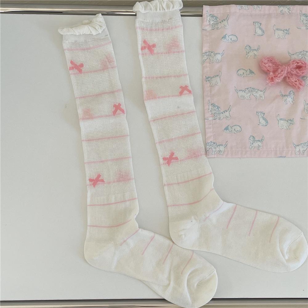 IOULOR Japanese Lace Ballet-Style Bubble Bow Calf Socks - Summer 2025 Collection