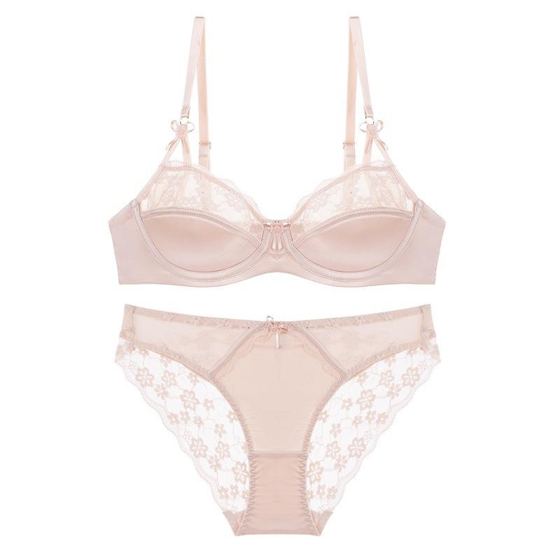 

Французское сексуальное нижнее белье новогоднее красное кружевное нижнее белье тонкий хлопок гладкая поверхность большая грудь маленькое анти-провисающее бюстье 85C