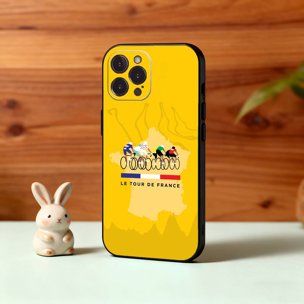 T-Tour De France Bicycle Exercise Phone Case For iPhone17,16,15,14,13,12Plus,Pro Max,XS,5G Soft Silicone Black Cover
