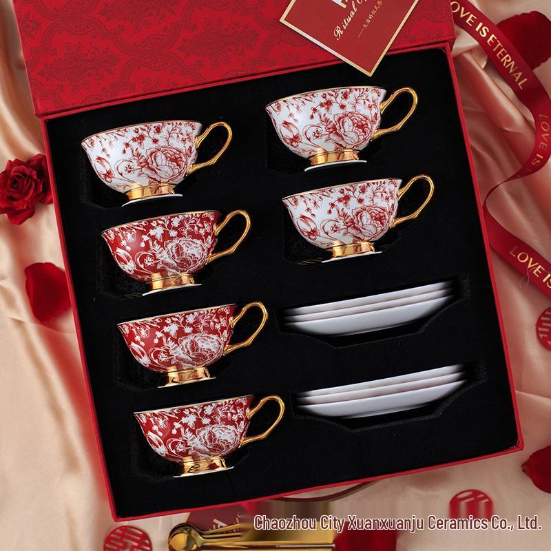 European Elegant Bone China Coffee Cups - Light Luxury Rose Design