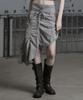 Jenyujeu Lace-Up Asymmetrical Wave Puckering Skirt - Light Gray