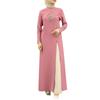 Muslim women's clothing ice silk wrinkled long sleeves high split hem dress solid color intellectual women's robe mid-east wind