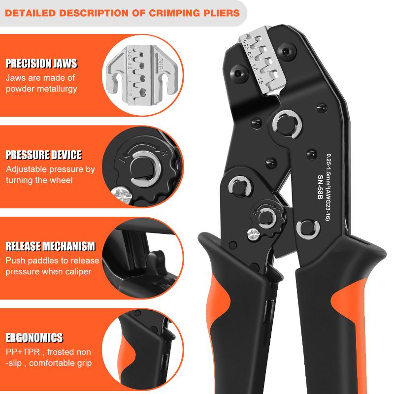 Sn-58B Portable Crimping Pliers With Interchangeable Dies Cold Press Springs Cold Press Pliers Terminal Crimping Tool Set