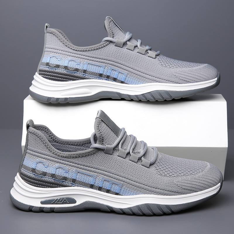 2025 Summer New Men's Shoes Flying Weave Breathable Men's Casual Sports Shoes Walking Shoes Trend Men's Single Shoes