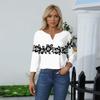 Women's Stand Collar 3/4 Sleeve Printed Top T-shirt
