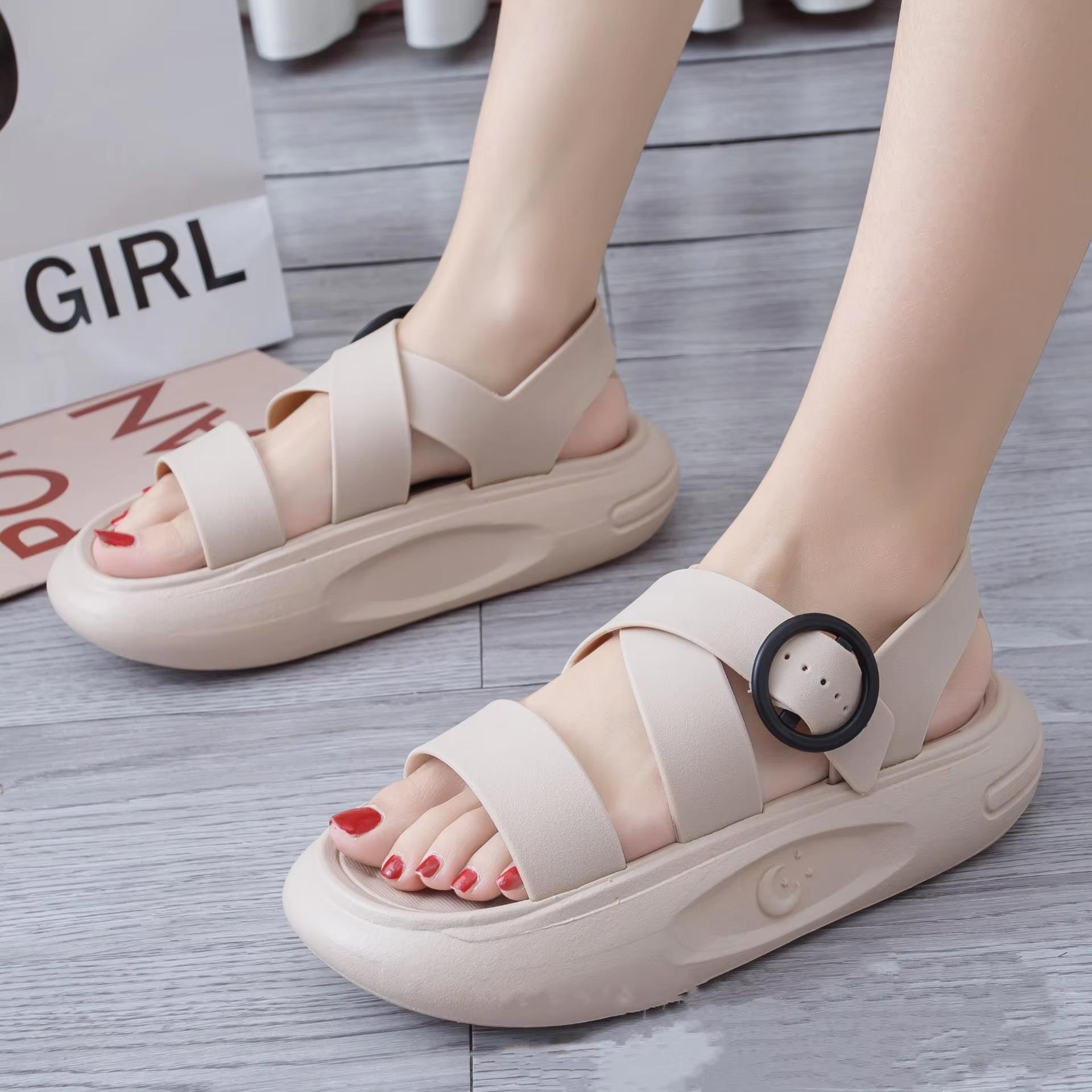 

Новые летние женские высокие каблуки нескользящие модные толстые подошвы ПВХ повседневные пляжные сандалии тапочки 36-40