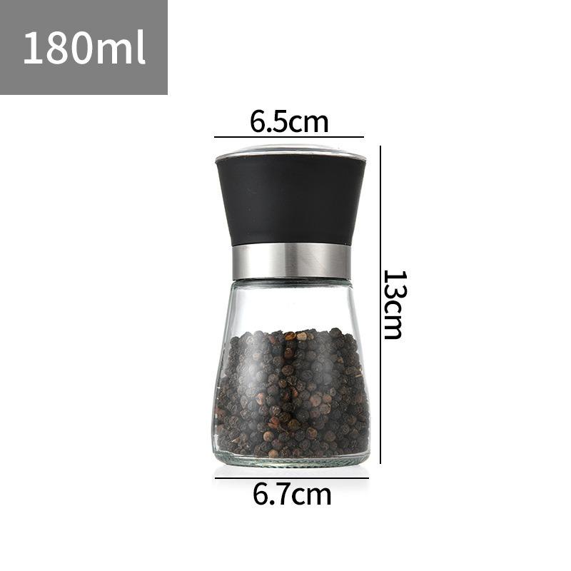 180/200ML Pepper Grinder Stainless Steel Glass Spice Bottle Salt Mill Manual Household Kitchen Gadgets