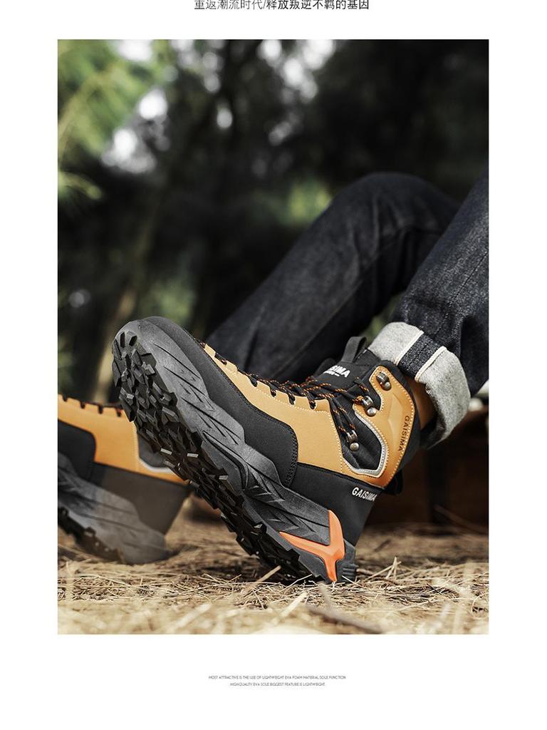 Men's Retro High-Top Hiking Boots: Autumn/Winter Casual Sports Martin Boots for Outdoor and Work.