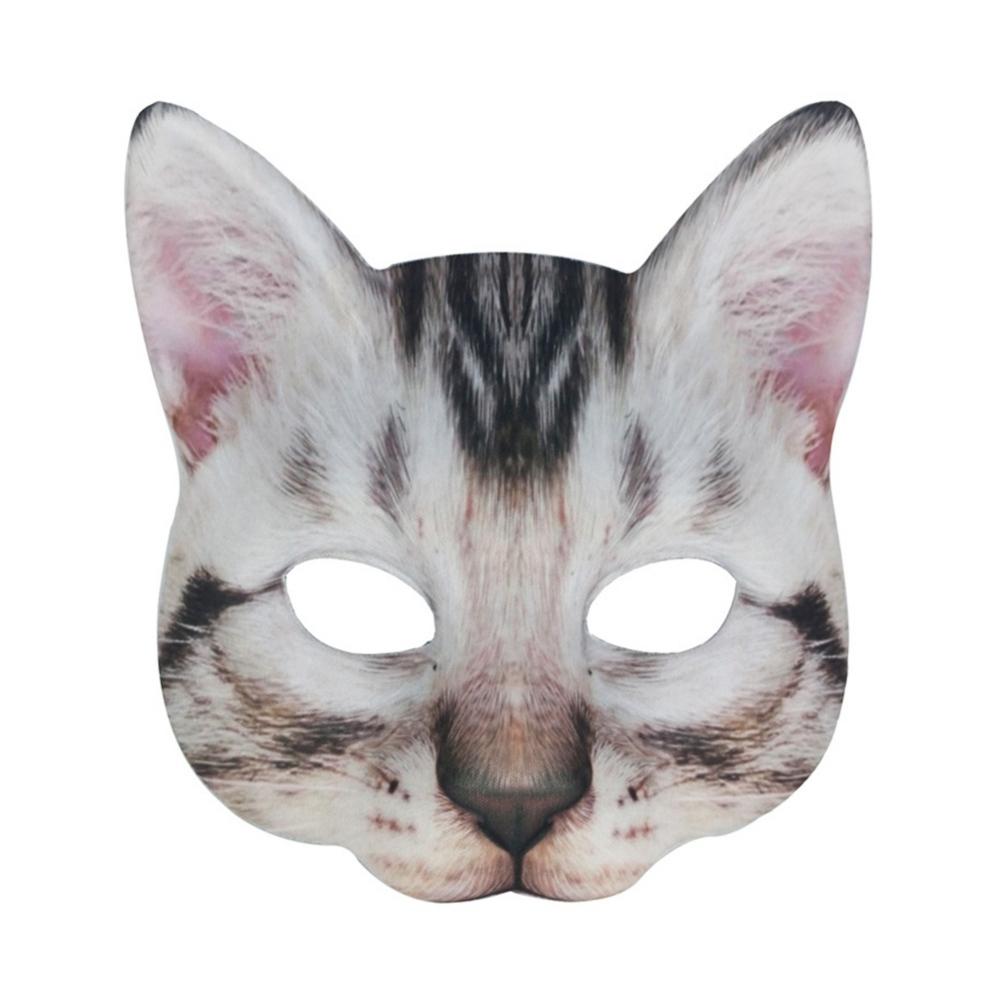 3D Masquerade Party Animal Cat Halloween Carnival Half-face Mask Beauty Cat Silver Layer Face Masks Masquerade Party Decor