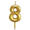 Gold Color Birthday Cake Candle Smokeless Not Toxic Wax Decorative Number Digits 0 to 9 For Celebration