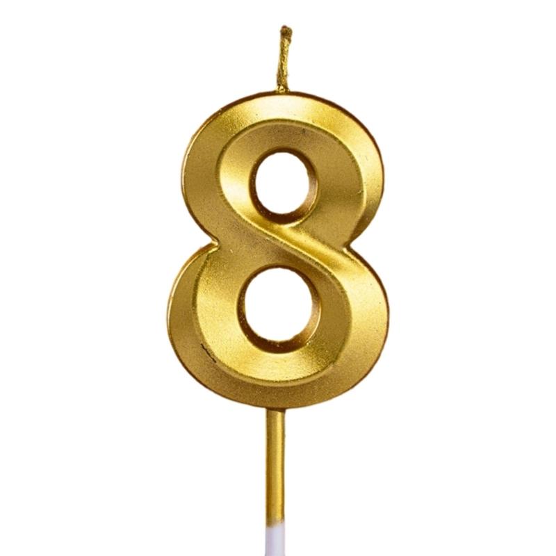 Gold Color Birthday Cake Candle Smokeless Not Toxic Wax Decorative Number Digits 0 to 9 For Celebration