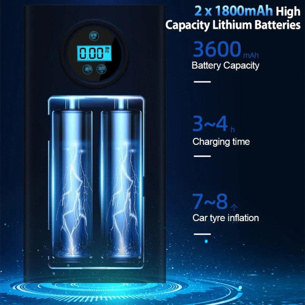 Compresor de aer electric 12V reîncărcabil Afișaj LCD Umflator anvelope auto cu manometru digital Pompă de aer pentru mașină motocicletă
