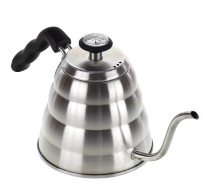 Kaffee-Kessel aus Edelstahl 1,2 l mit Temperaturanzeige, schmaler "Schwanenhals"-Ausgießer zum Kaffeeaufgießen, für den Herd geeignet | Kaffeekannen