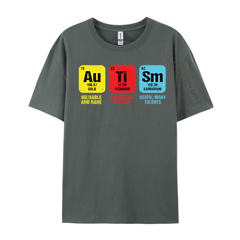Autism Awareness Elements Periodic Tshirts Man Cotton TShirts Homme Camisas Classic Fashion Clothing